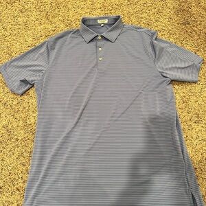 Peter Millar Gray and Light Blue Striped Polo Shirt
